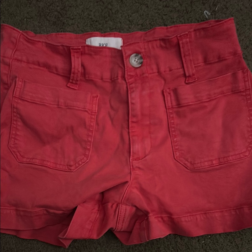 Women's Red Denim Shorts